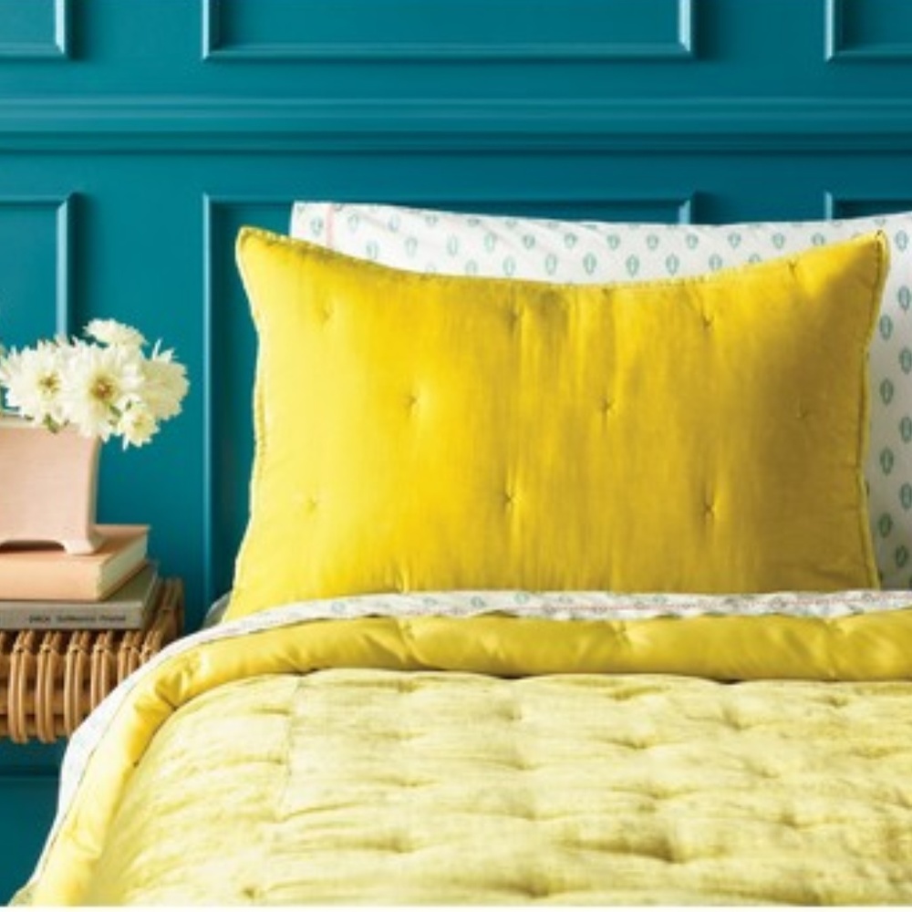 NWT Opal House yellow velvet sham